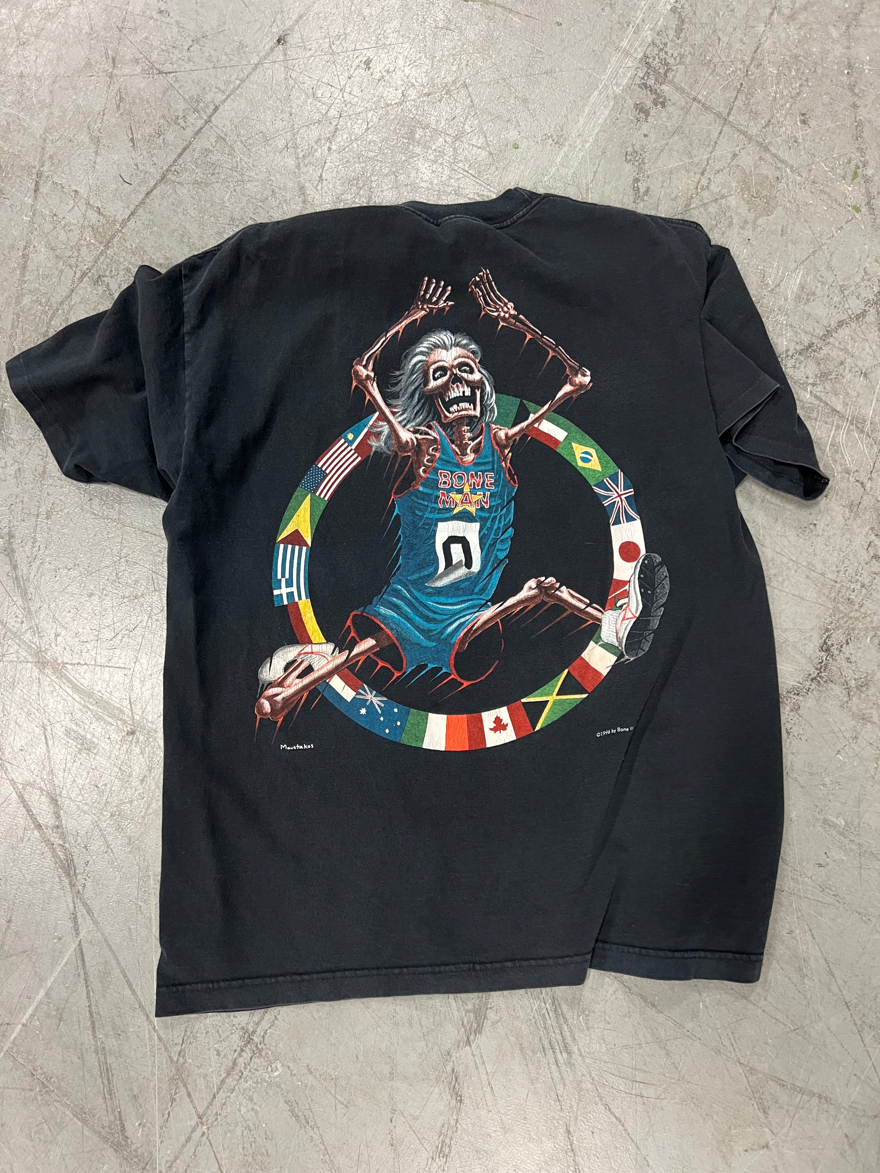 1996 Bone Man Sportswear Basketball Skeleton Tee