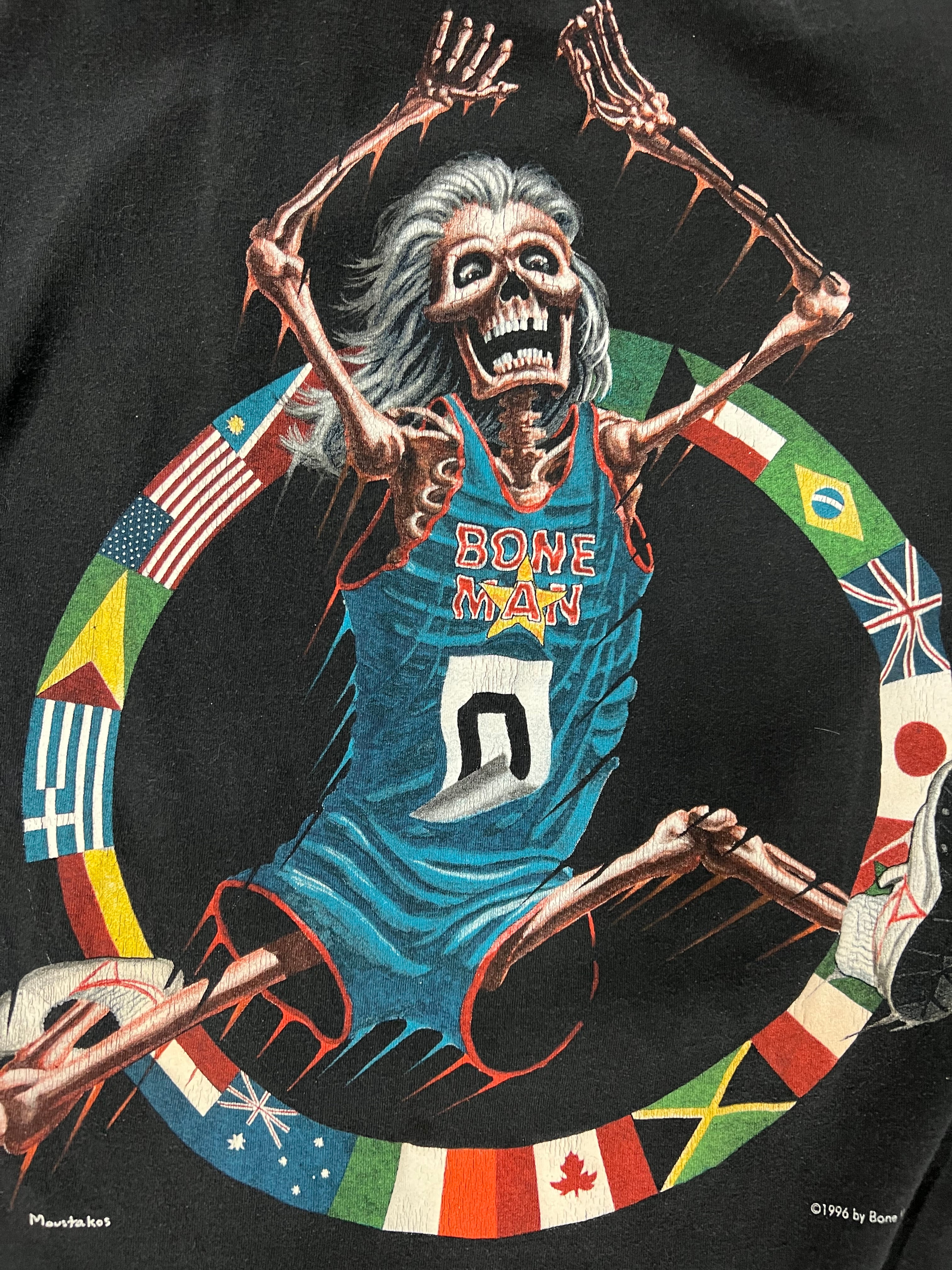 1996 Bone Man Sportswear Basketball Skeleton Tee