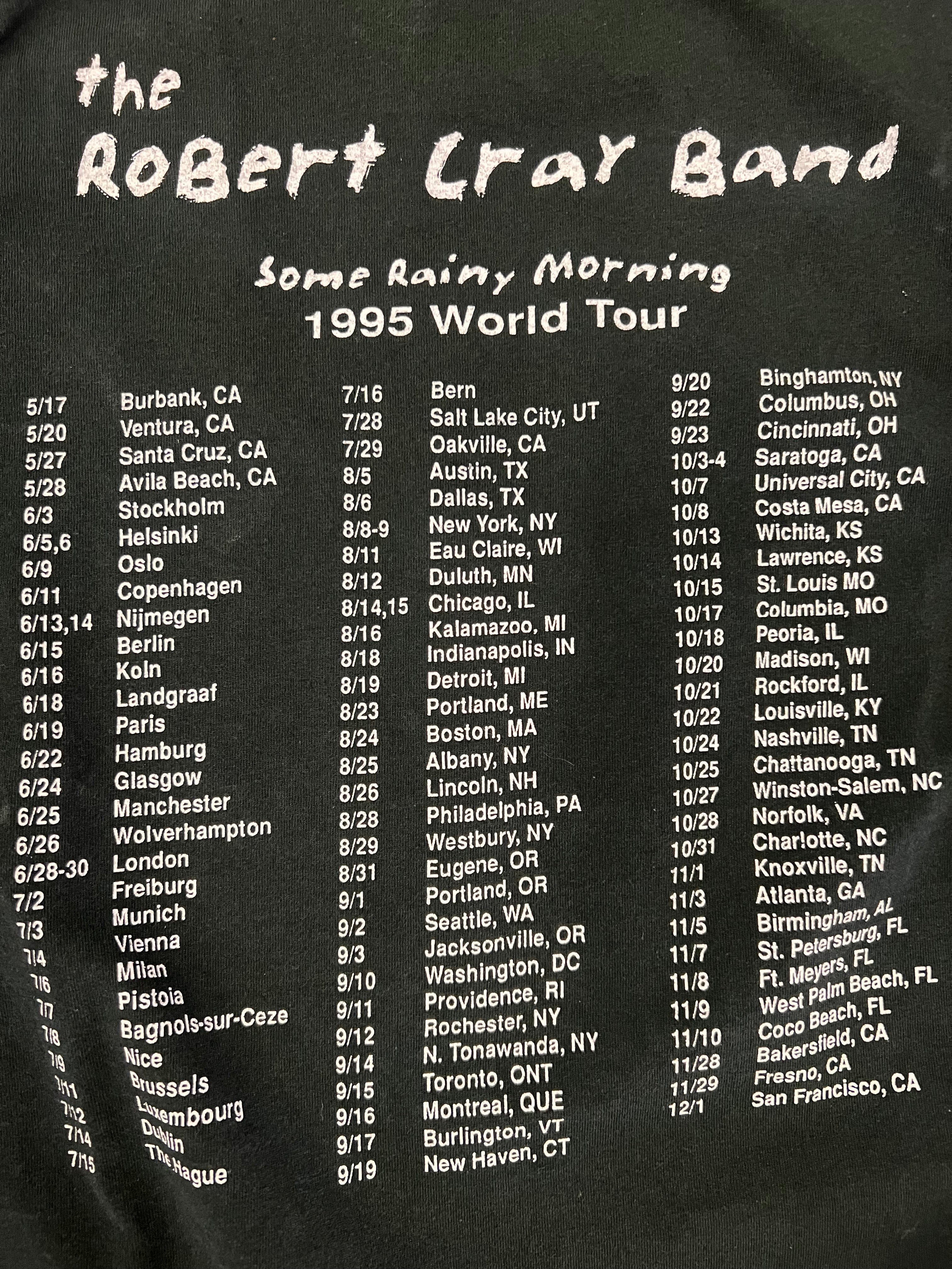 1995 The Robert Cray Band Some Rainy Morning World Tour Tee