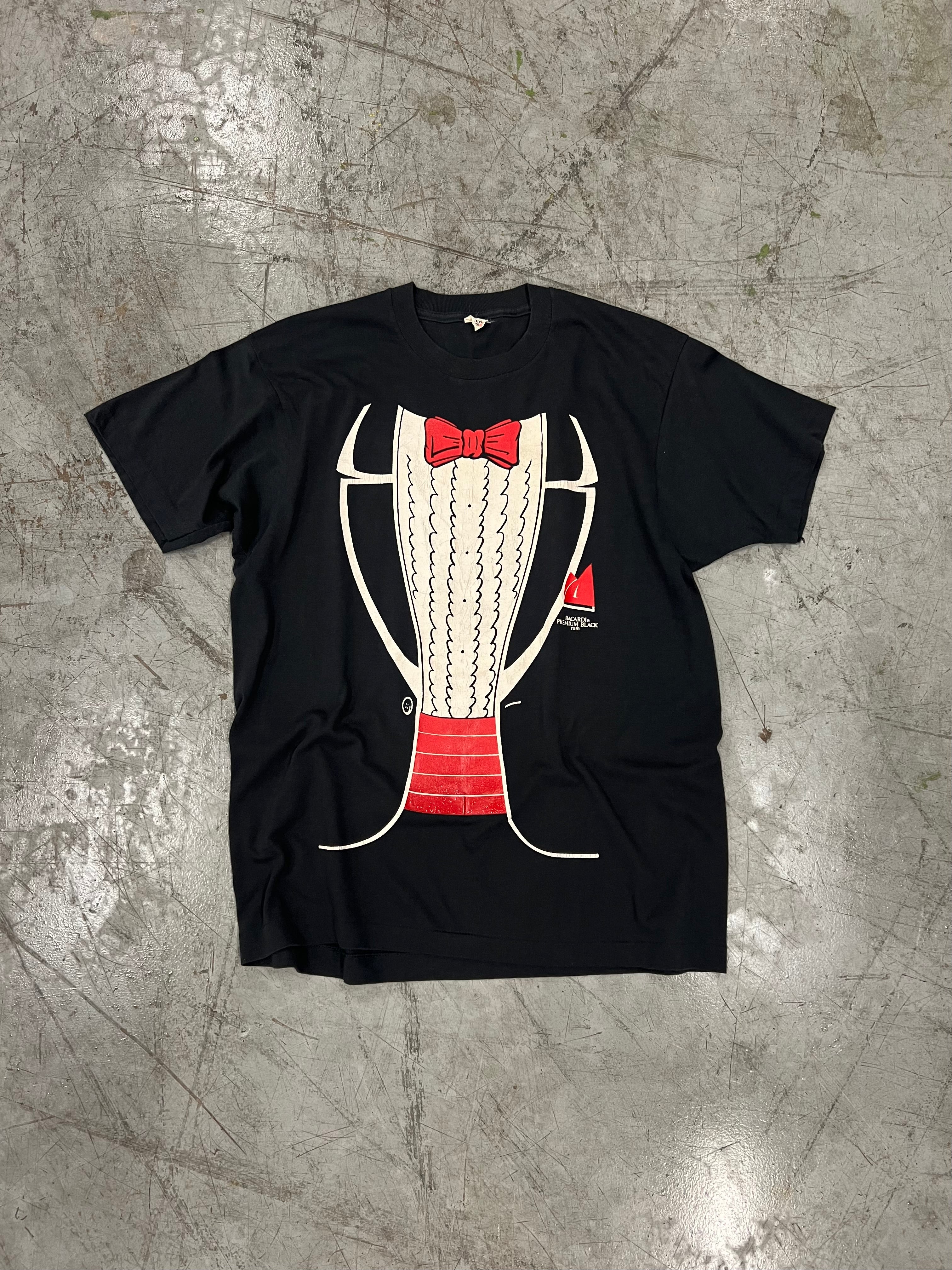 1987 Bacardi Premium Black Rum Promo Tuxedo Tee