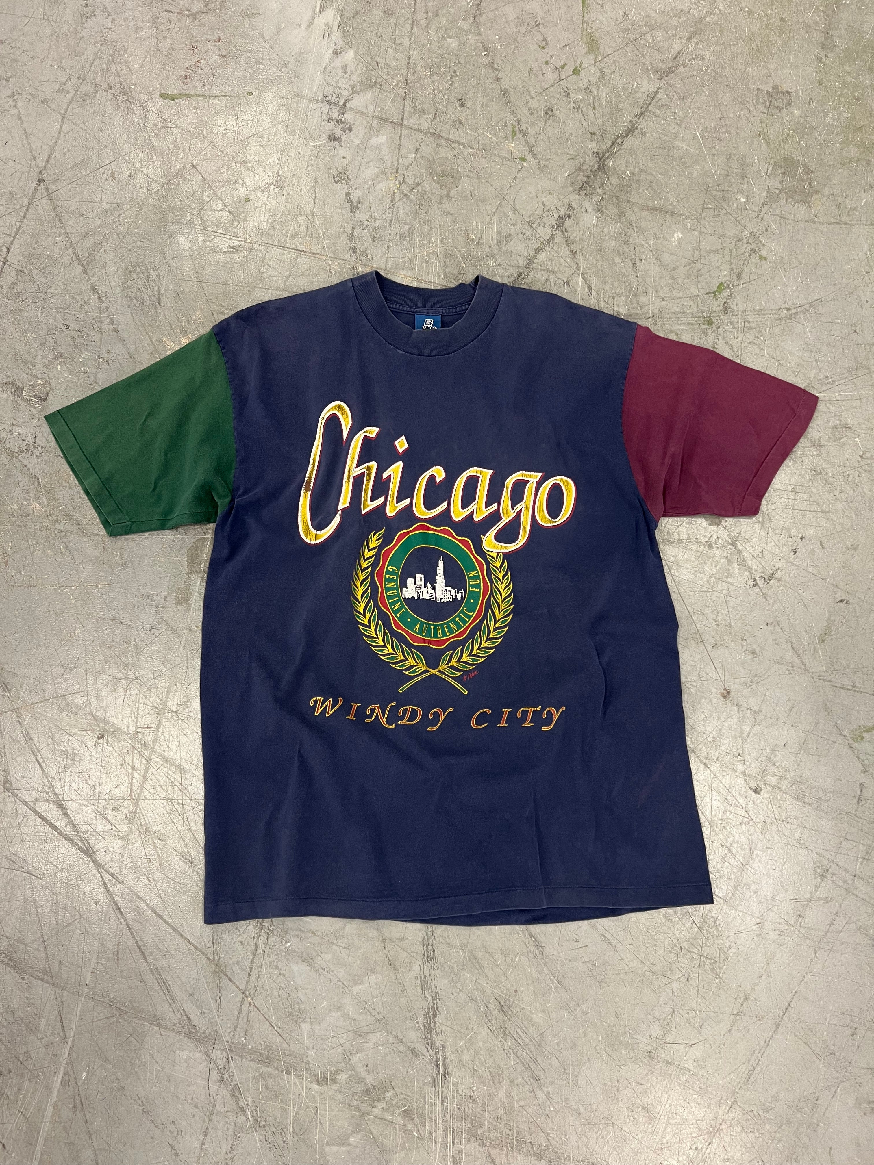 Vintage Chicago Illinois Color Block Windy City Tee