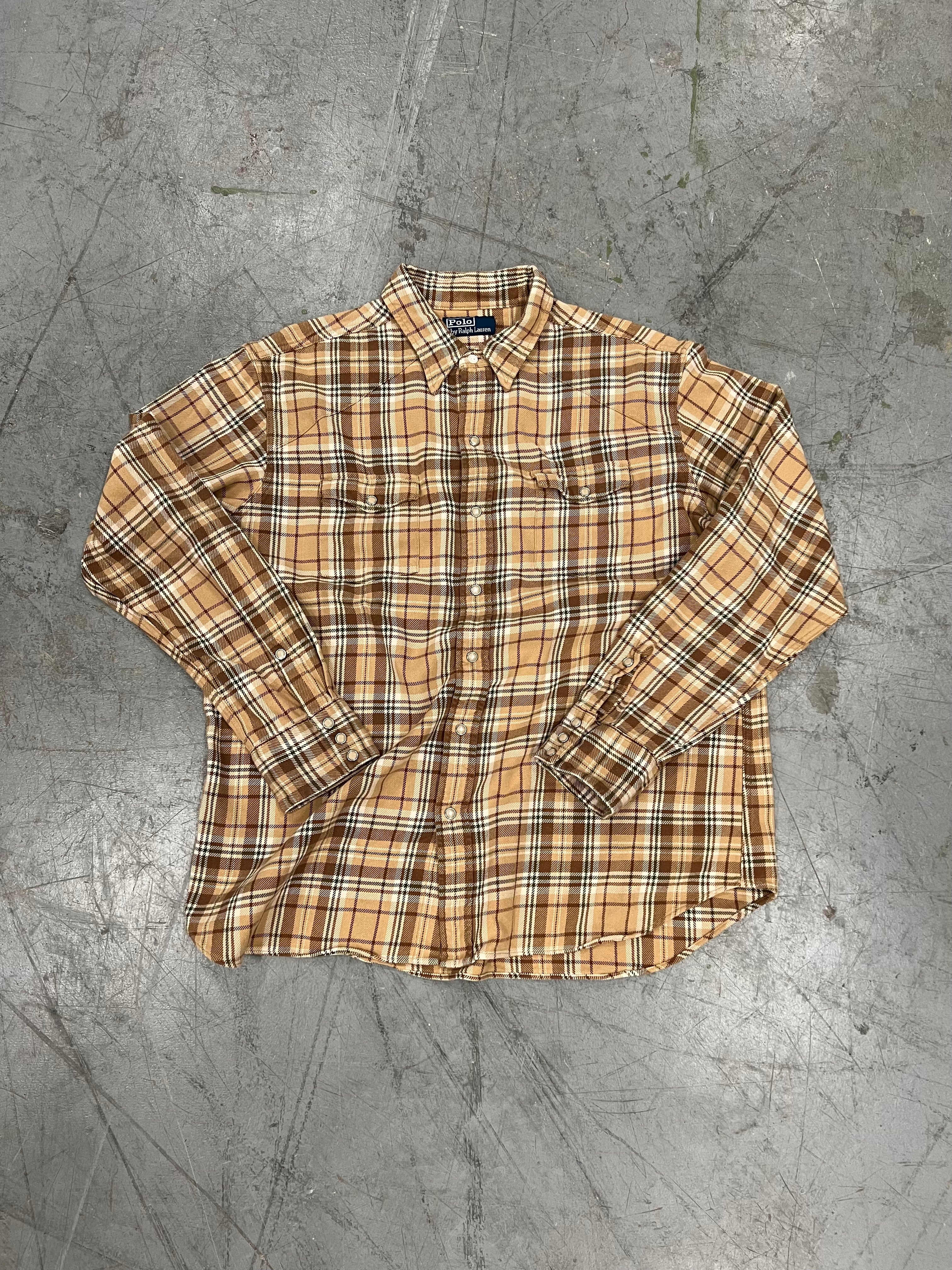 Vintage Polo Ralph Lauren Western Style Pearl Snap Flannel Shirt